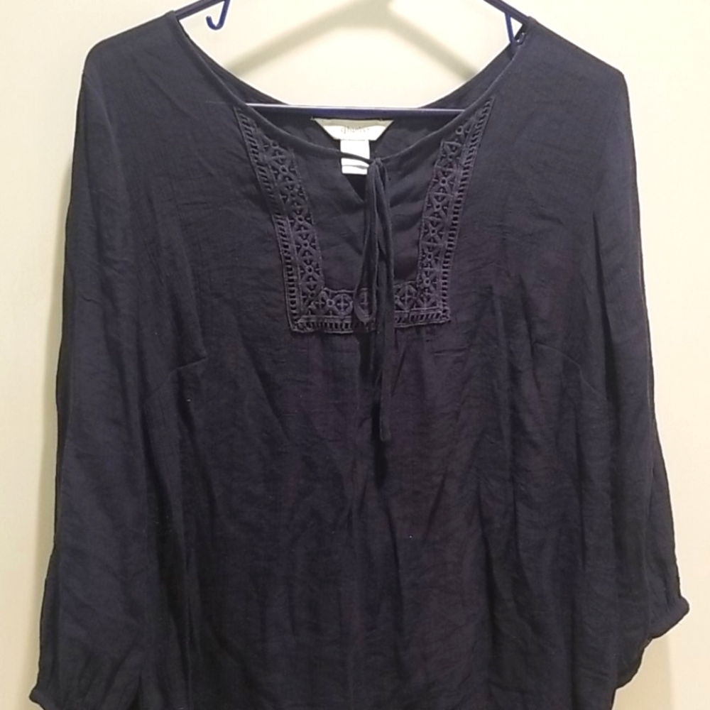A navy blue blouse